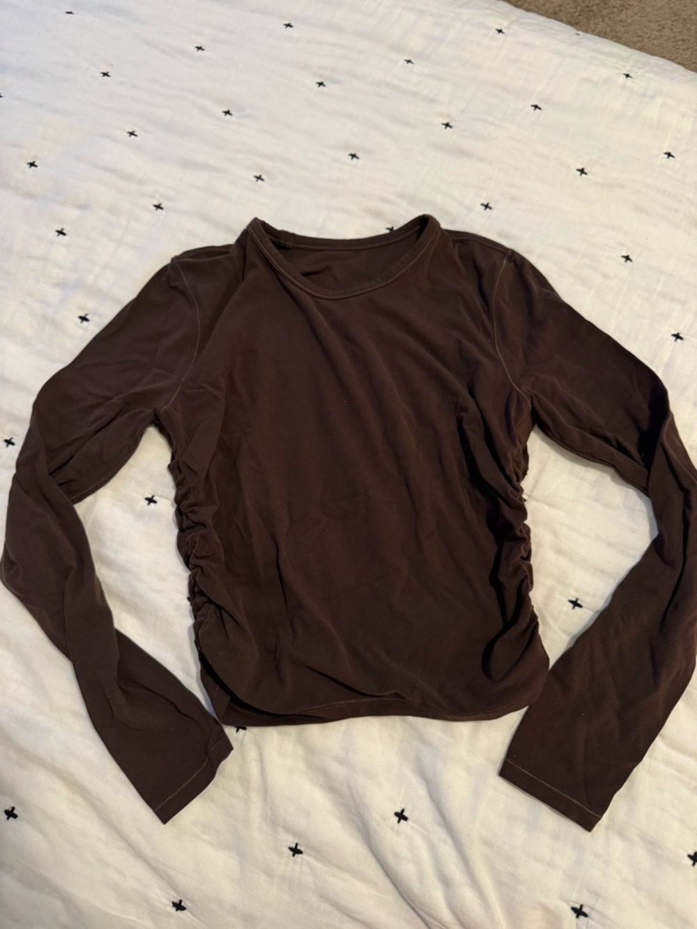 lululemon athletica Long Sleeve Ruched Side Top - Brown